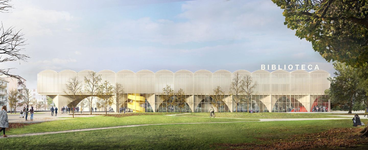 Diseño estructural: nueva biblioteca de Lorenteggio 